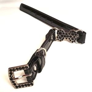 Dog Collar Black Patent Leather Black Diamond